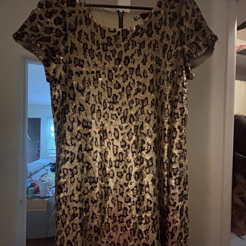 Rare UK Style French Connection sequined leopard dress